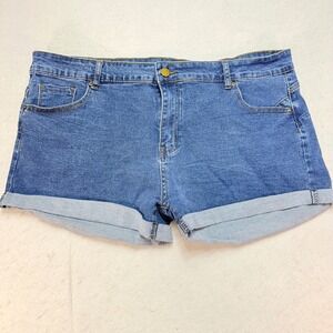 Denim Shorts Cuffed Hem Casual‎ Everyday Blue Jean Shorts 2XL, Fashion, Summer